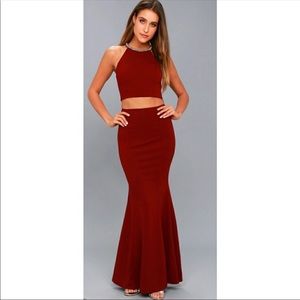 Two piece maroon dress